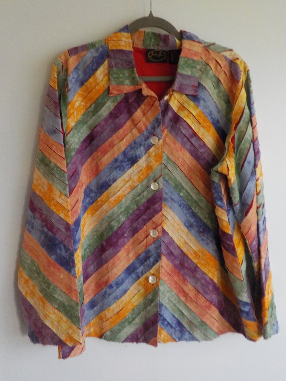 Julia Kim Jacket - Large - Multicolor Bright Button Up Long Sleeve (2132)